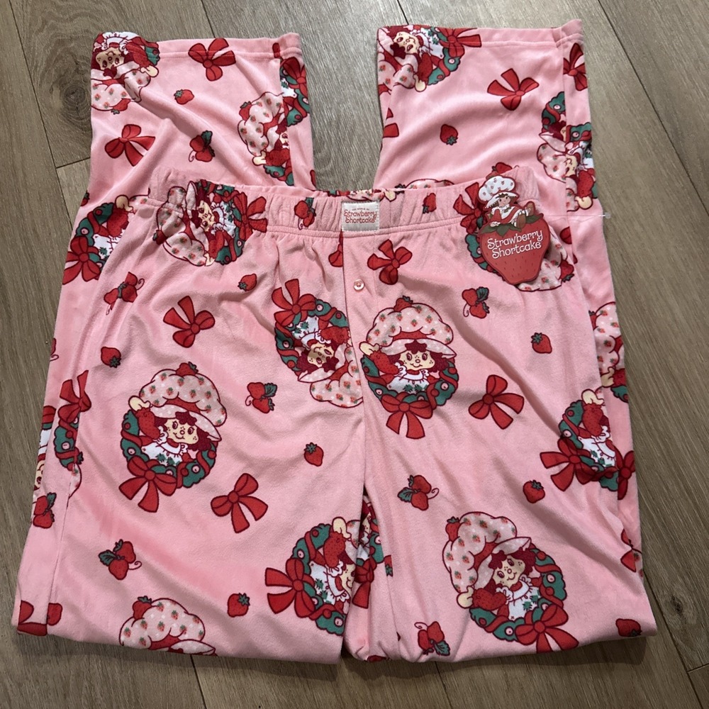 Strawberry Shortcake Women's Sleep Pant's Pink‎  Soft Bows Holiday Small NEW
